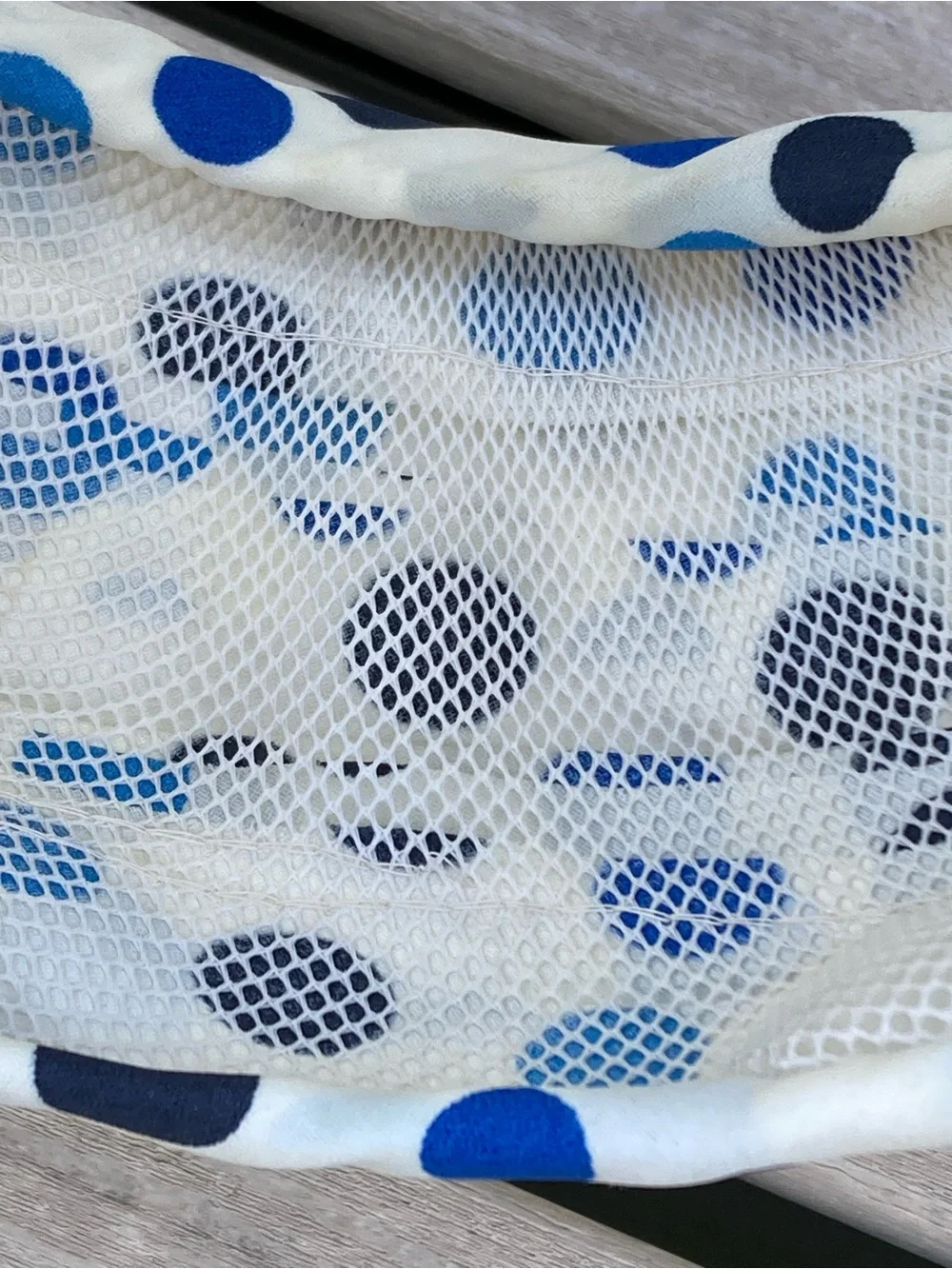 Vintage 1960s Polka Dot Blue & White Pillbox Hat with Bow, Union Made Label